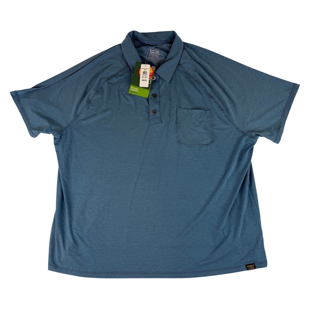 L.L.ā Bean Everyday SunSmart Polo Mens XXXL Bayside Blue UPF 50+ Stretch 513650